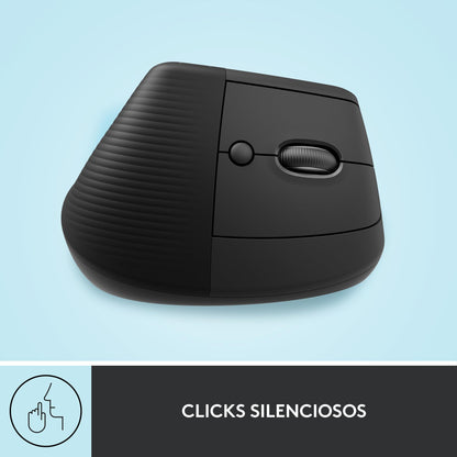 Logitech Lift Mouse Ergonómico Vertical, Inalámbrico, Bluetooth o Receptor Logi Bolt USB, clics Silenciosos, 4 Botones, Compatible con Windows/macOS/iPadOS, Laptop, PC - Grafito
