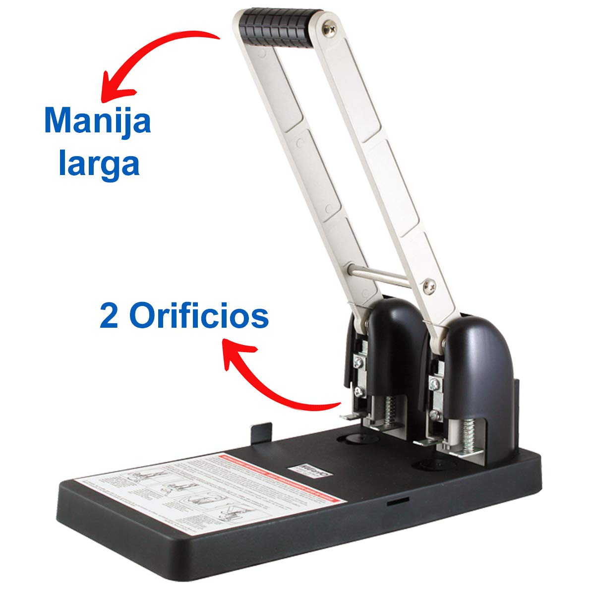 AZOR - Perforadora De Papel, 2 Orificios, Perfora Hasta 150 Hojas, Cuerpo De Acero, Antiderrapante, Pegaso, 308.952