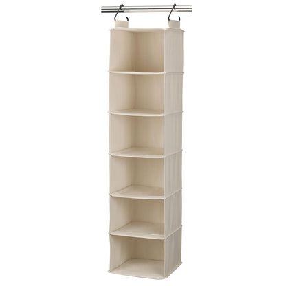 Household Essentials Cedarline Organizador Colgante de clóset de 6 estantes, Lona de algodón Resistente, Transpirable, versátil, Compacto, Perfecto para armarios de Varillas o Alambre, Natural - Organizador de 6 estantes - Natural oscuro