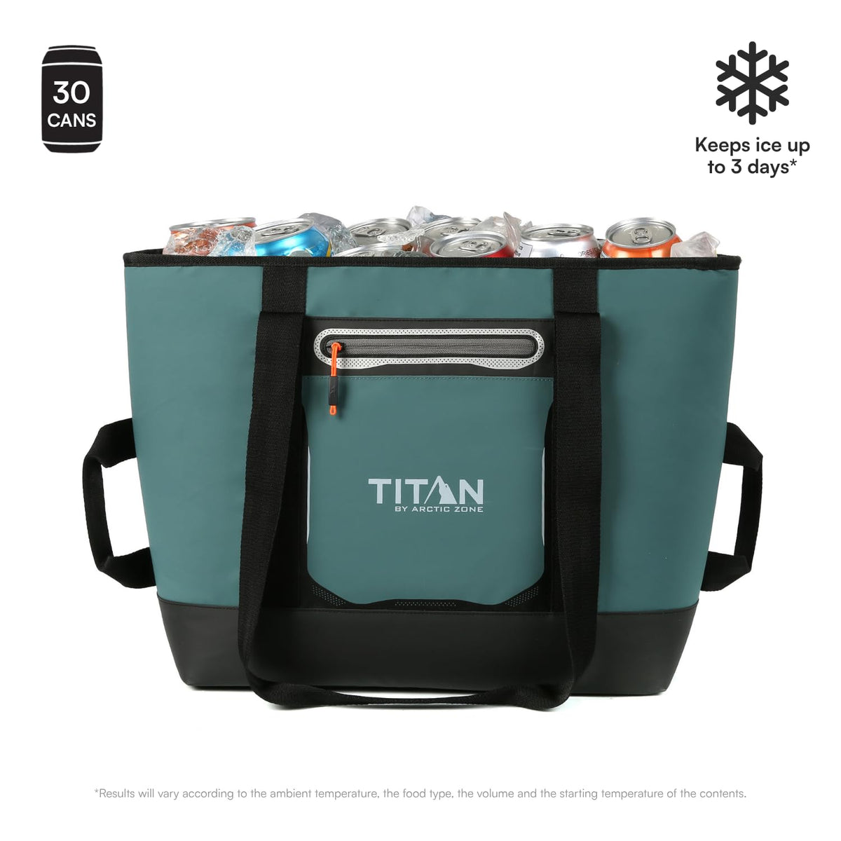Titan by Arctic Zone - Bolsa térmica de lado suave, bolsa aislada con asa, correa de hombro y cierre para almuerzo, picnic y viajes, capacidad de 30 latas