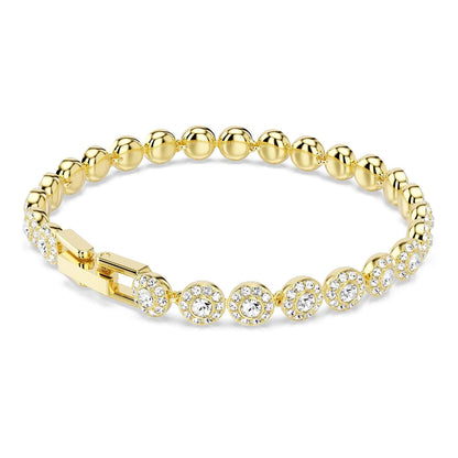 Una pulsera Angelic, de corte redondo, blanca, chapada en oro blanco Swarovski One