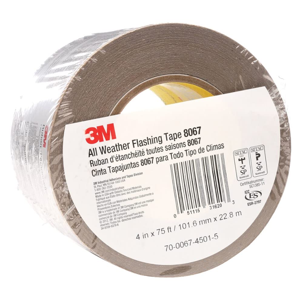 3M Cinta intermitente para todo tipo de clima, 8067, 22,86 cm x 23,86 m, 1 rollo, revestimiento de plástico con parte trasera adhesiva, evita la intrusión de humedad, sellado impermeable intermitente, puertas, ventanas, aberturas en la construcción d - 4 