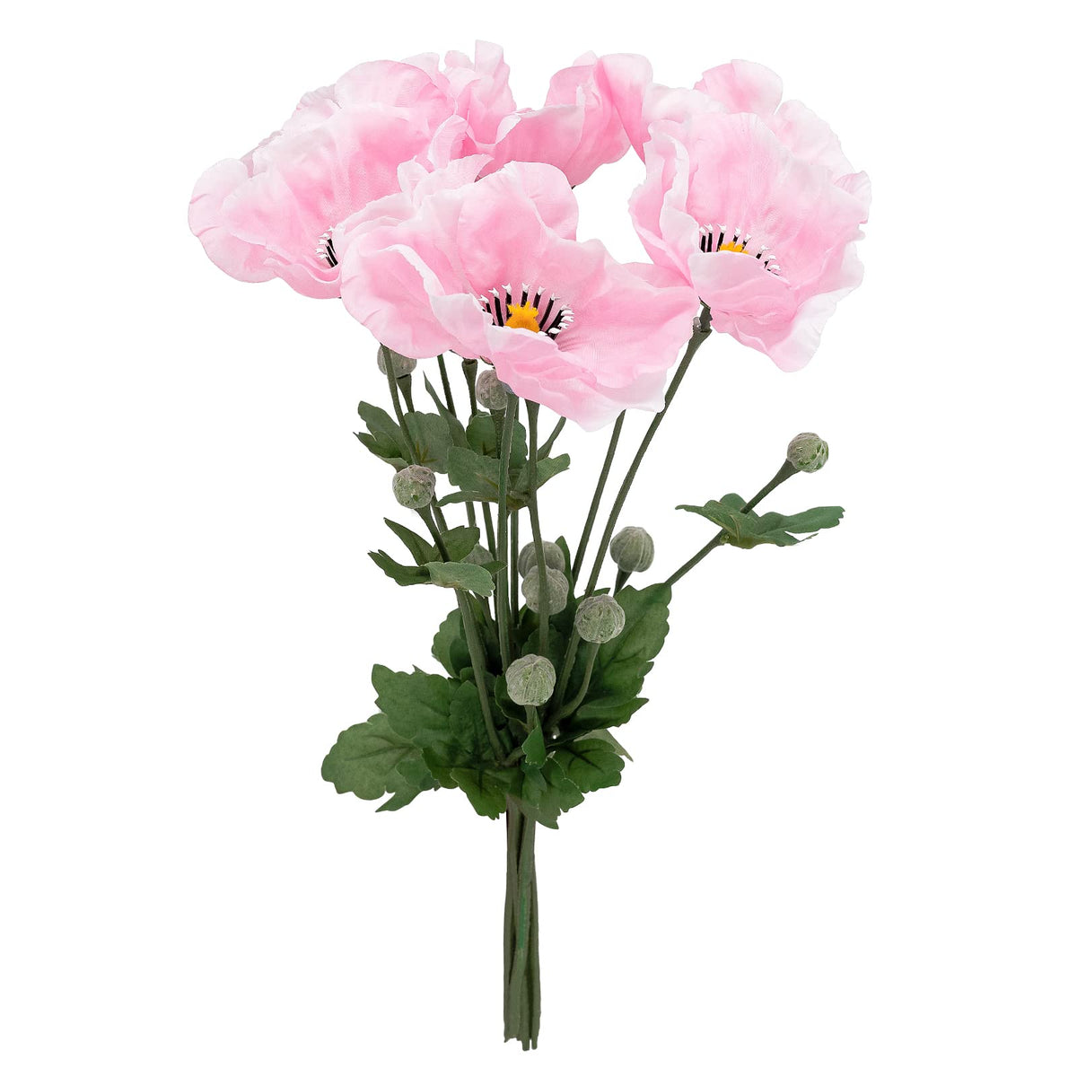 Softflame Flores Artificiales de Amapola, Blanco, Juego de 6, 14.5 in - Rosa - 6 unidades