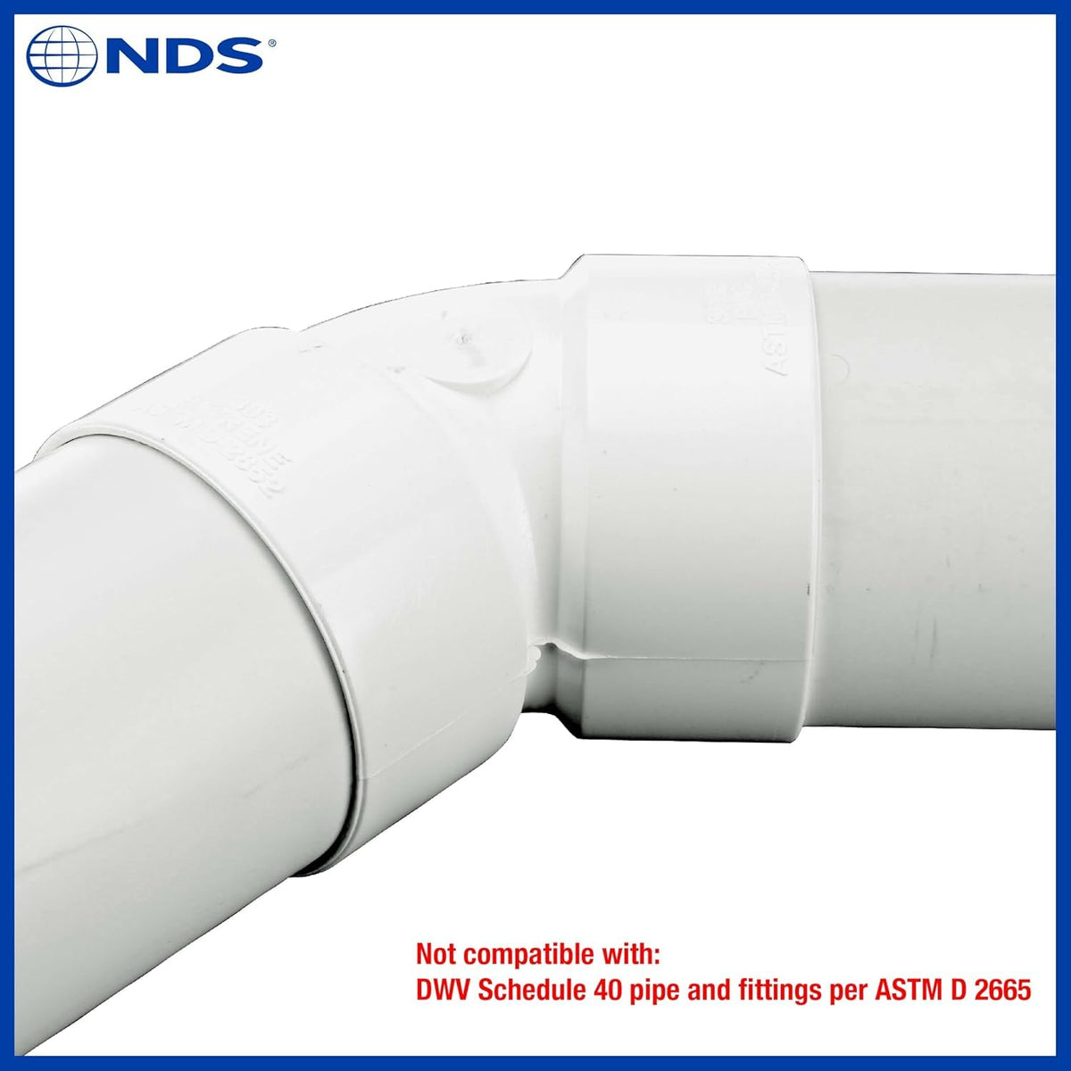 NDS 3P03 - Codo de PVC de 45 Grados, 3 Pulgadas, para Conexiones de Soldadura con solvente Hub X, para Uso con alcantarillado y Tubo de Drenaje de 3 Pulgadas, Color Blanco