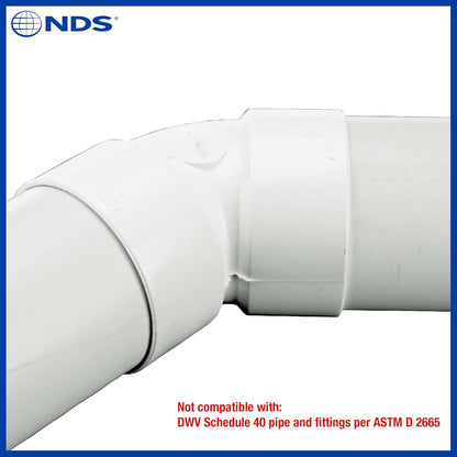 NDS 3P03 - Codo de PVC de 45 Grados, 3 Pulgadas, para Conexiones de Soldadura con solvente Hub X, para Uso con alcantarillado y Tubo de Drenaje de 3 Pulgadas, Color Blanco