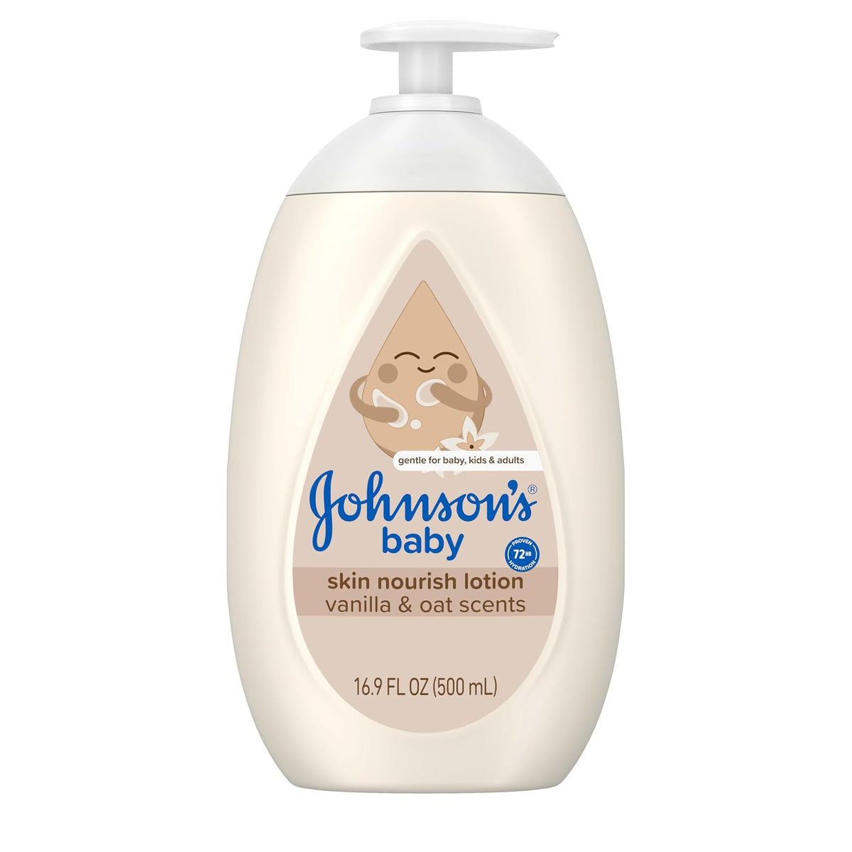 Johnson's Skin Nourish Loción hidratante para bebés para piel seca con aromas de vainilla y avena, 16.9 fl. onz