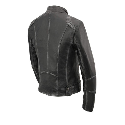 Milwaukee - chamarra de piel para mujer, color negro