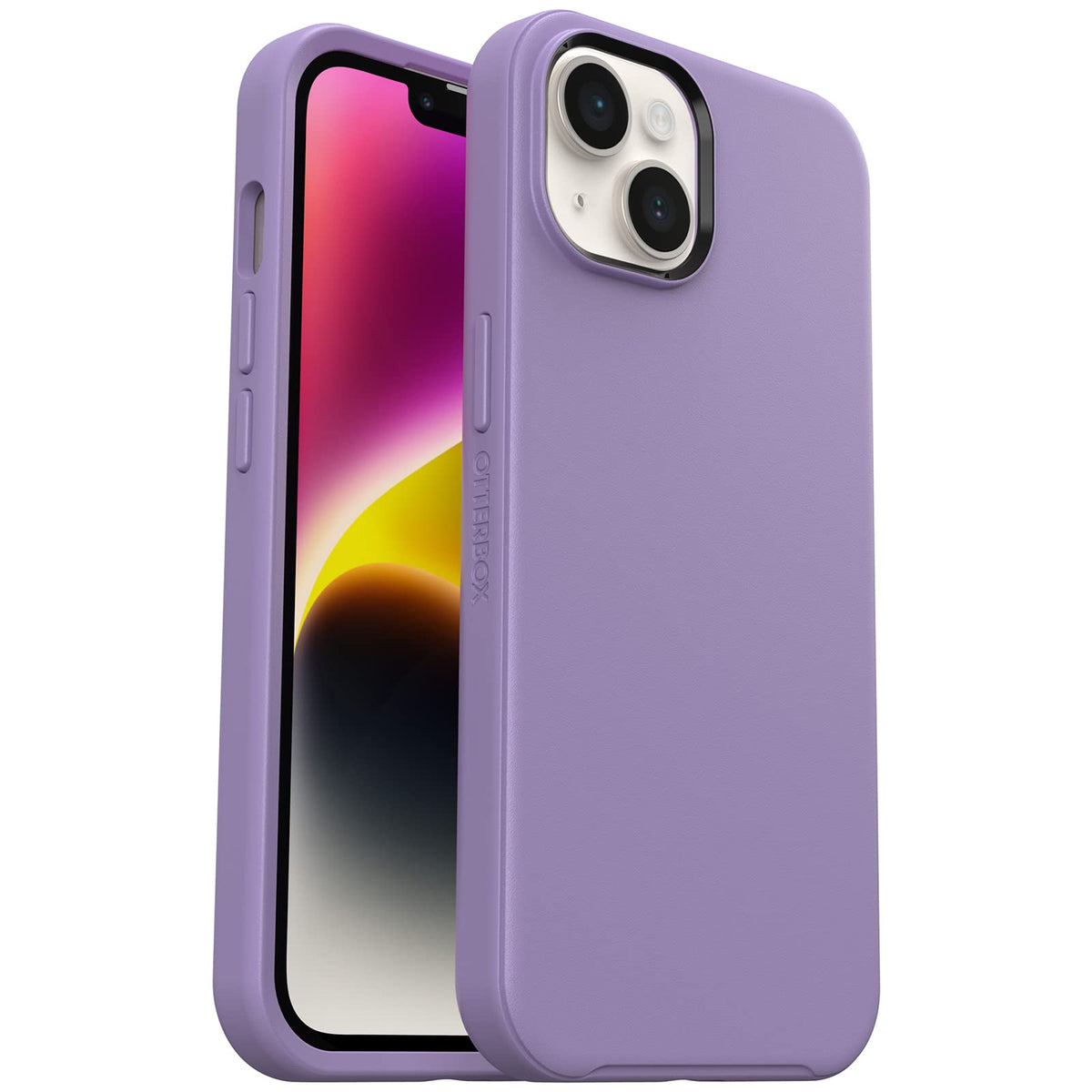 OtterBox Funda Symmetry Series+ Clear con MagSafe para iPhone 14 y iPhone 13 - Serie Symmetry+ - Púrpura