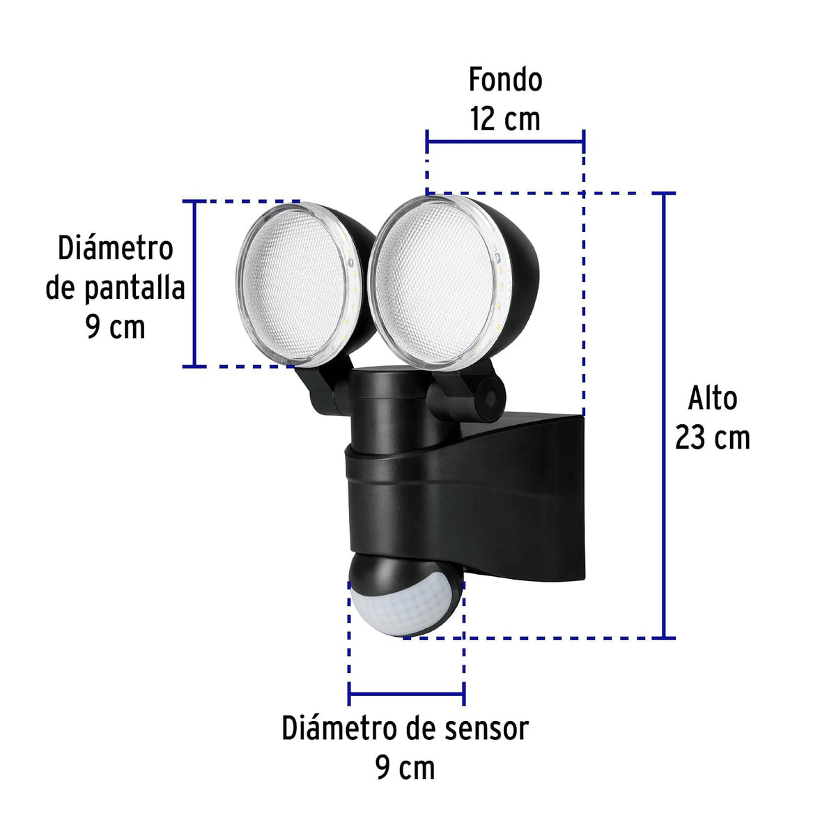 Volteck Lait ARB-902L, Arbotante LED 12 W negro con sensor de movimiento