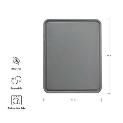 KitchenAid - Tabla de cortar de plástico clásica con zanja perimetral y bordes antideslizantes, apta para lavaplatos, 11 x 14 pulgadas, color gris