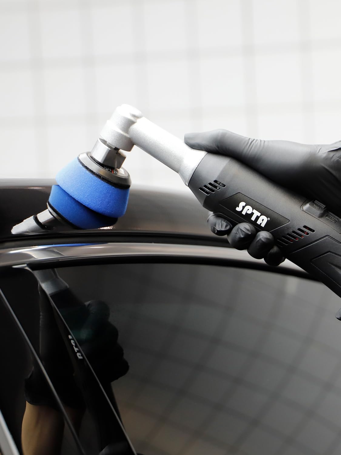 SPTA - Kit de detalles de coche: almohadillas para orejas de pulido de 25 mm, 50 mm y 80 mm, cera para preservar y pulir, aplicador de pulido