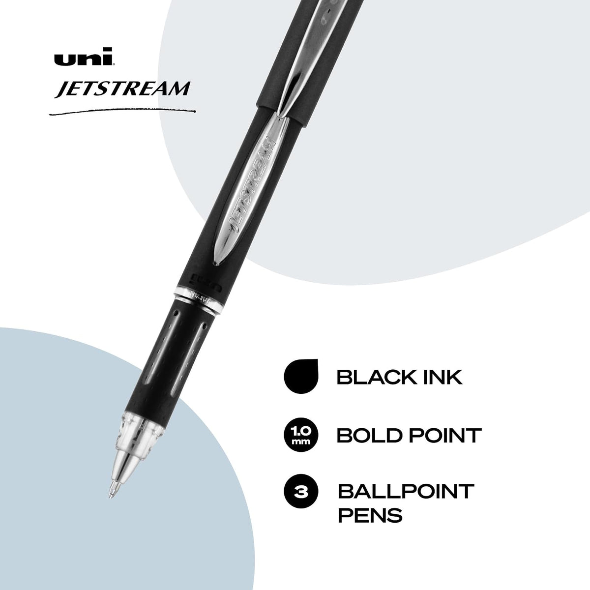 Uni-Ball 74396PP - Recambio para bolígrafo de punta redonda (1.0 mm), Punta gruesa, Negro, 3-unidades