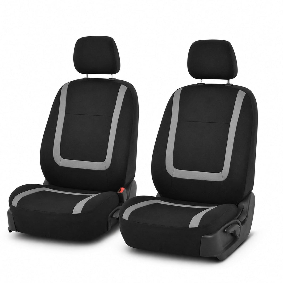 FH Group - Fundas de Tela para Asiento de Automóvil, Juego Delantero con reposacabezas extraíble, Ajuste Universal para Asientos de Respaldo bajo de SUV, sedán, Furgoneta, Gris