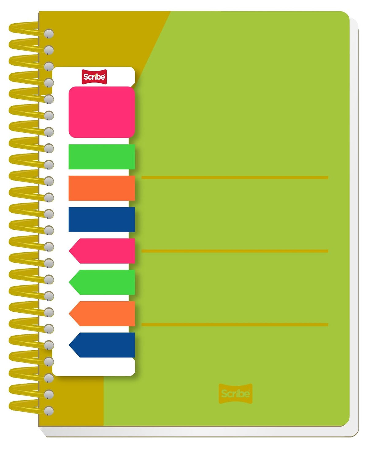 Scribe®, Excellence, Cuaderno Profesional, Pasta Dura, Espiral Sencillo, Cuadro Grande (C.7), 100 hojas, Portada Verde/Amarillo