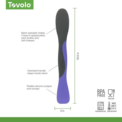 Tovolo - Herramienta de cuchara y esparcir para preparar comidas de cocina, rebanar, esparcir y raspar, muy peri y carbón, grande, bígaro