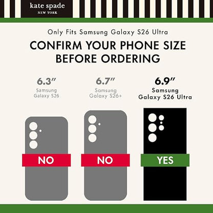 Kate Spade New York Funda para Samsung Galaxy S26 Ultra – [Carga magnética e inalámbrica] – Funda de diseñador – Flores con Piedras Preciosas Azules