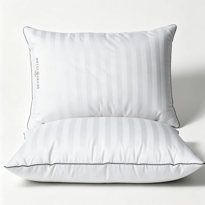 Hotel Grand Softy-Around - Juego de 2 Almohadas de Plumas de Plumas tamaño King, Tiras Blancas, 100% algodón, para Todas Las Posiciones, 36 x 20 Pulgadas, 2 Paquetes