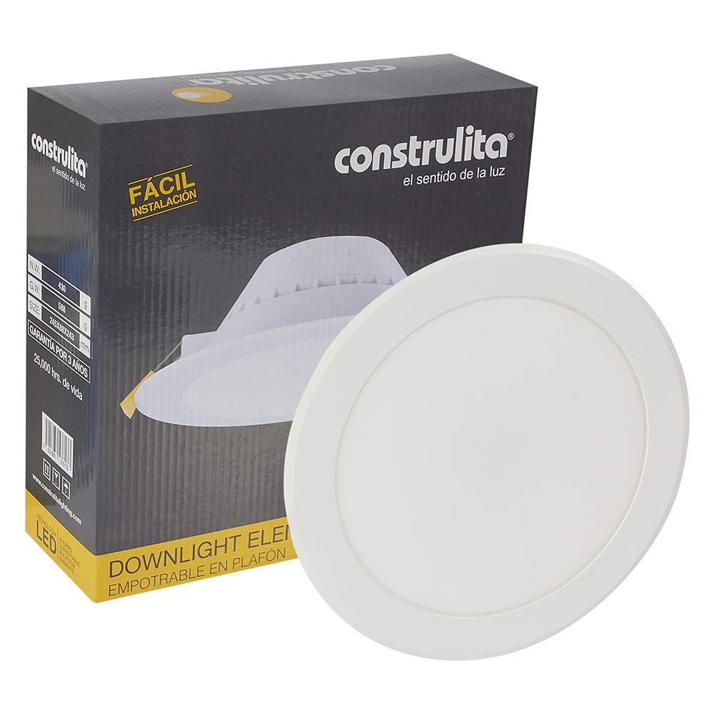 Construlita Lámpara LED Empotrar en Techo Luz Blanca Cálida, color Blanco RE1058BBCB