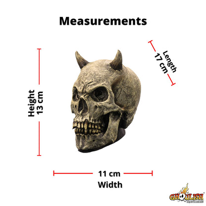 Ghoulish Productions Skull Devil Prop, Artículo Decorativo de Craneo de Diablo, Adorno para Decoración de Halloween de Cabeza de Calaca Ideal para Casa de Terror