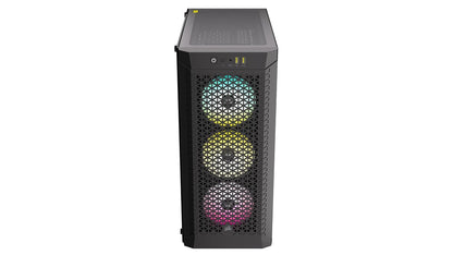 Corsair 480T RGB Caja para PC ATX Torre Media con Cristal Templado, 3 Ventiladores AR120 Incluidos, Compatible con hasta 7 Ventiladores de 120 mm y Radiadores de hasta 360 mm, Negro