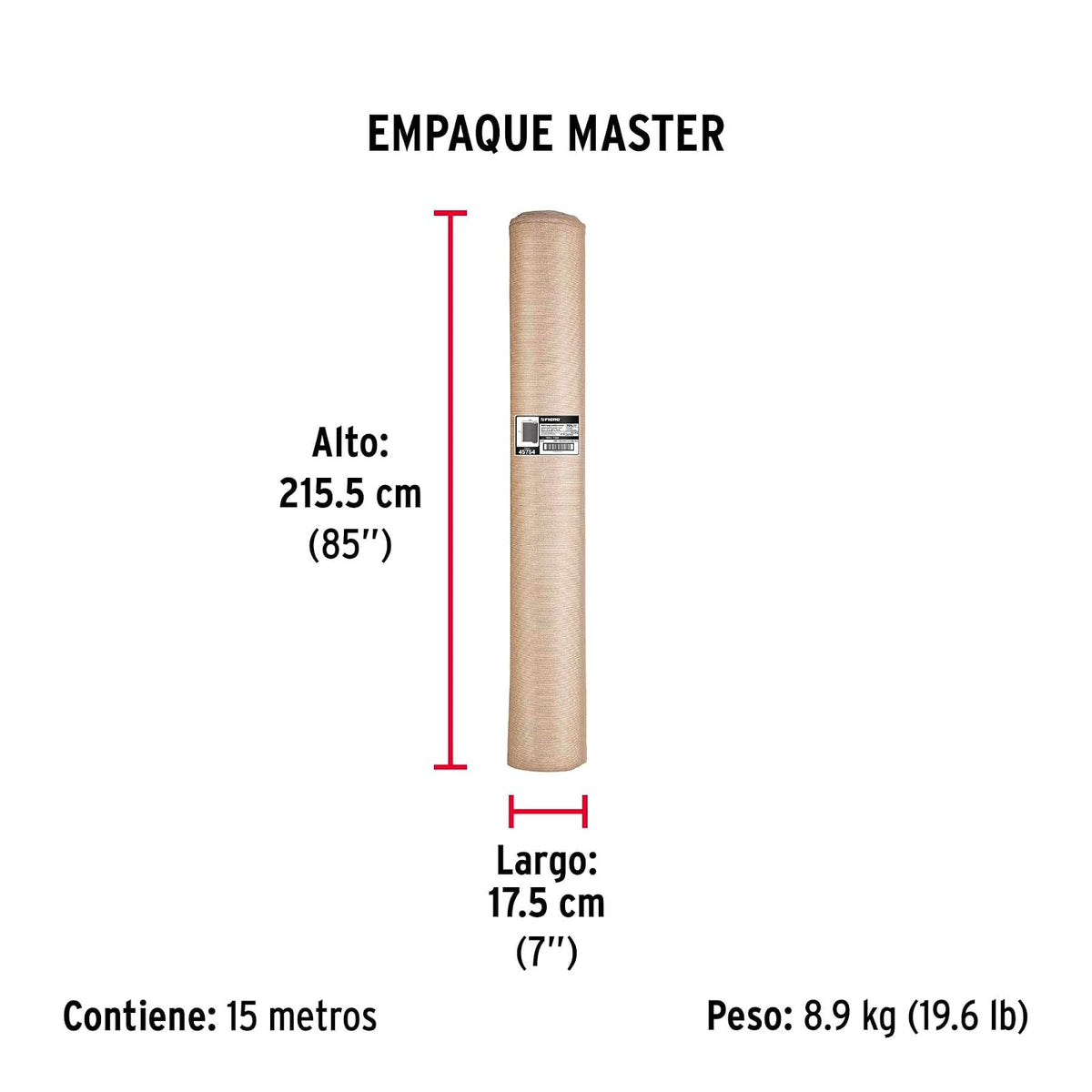 Fiero TORA-154B, Rollo de Malla Sombra 80%, Raschel Beige, 15m x 4m