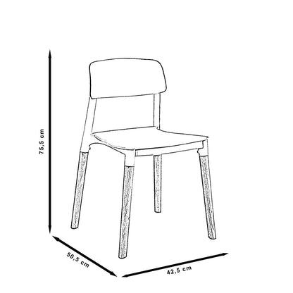 Midtown Concept 4 Sillas Eames de Comedor Estocolmo con Patas de Madera, Estilo nórdico Grey - 42.5 CM X 50.5 CM X 75.5 CM