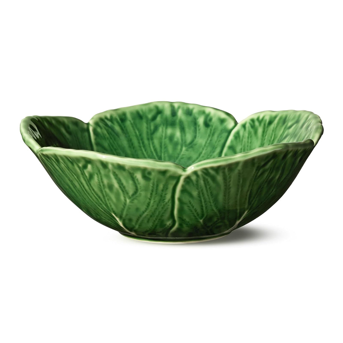 Le Jardin - Juego de 4 cuencos de cereales 3D de 7 pulgadas – tazón de hojas de gres verde esculpido – Cerámica inspirada en el jardín de temporada para desayuno, aperitivos y comidas diarias de