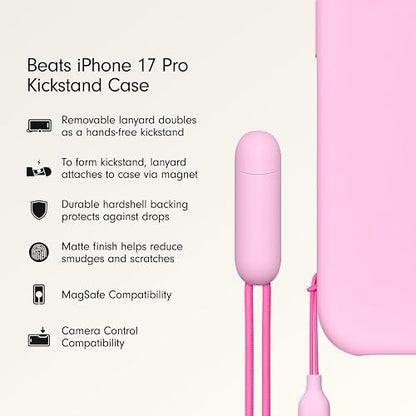 Beats - Funda en Modo Horizontal con MagSafe de Beats para el iPhone 17 Pro con Control de la Cámara, Soporte y Correa, Acabado Mate con Forro de Microfibra – Rosa Mineral