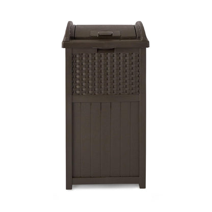 Suncast - Escondite de Basura Comercial para Exteriores de 33 galones con Tapa para Bolsas de Basura de 30 a 33 galones para cochera, Patio Trasero o jardín, café