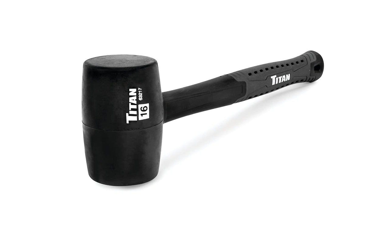 Titan 63217 - Mazo de Goma de 16 onzas, Cabeza sólida de Doble Cara Que no Deja Marcas, Mango de Fibra de Vidrio Que Absorbe los Golpes de 13 Pulgadas con Agarre Texturizado - 16 oz Negro