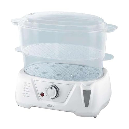 Oster® Vaporera de Alimentos, con 2 bandejas plegables, y Temporizador, Blanca