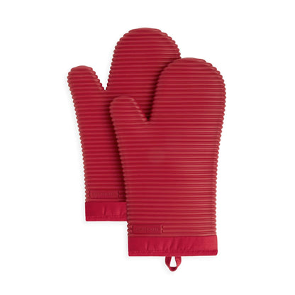 KitchenAid Juego de 2 Manoplas de Silicona Acanaladas - 7.5"x13" - Rojo Pasión
