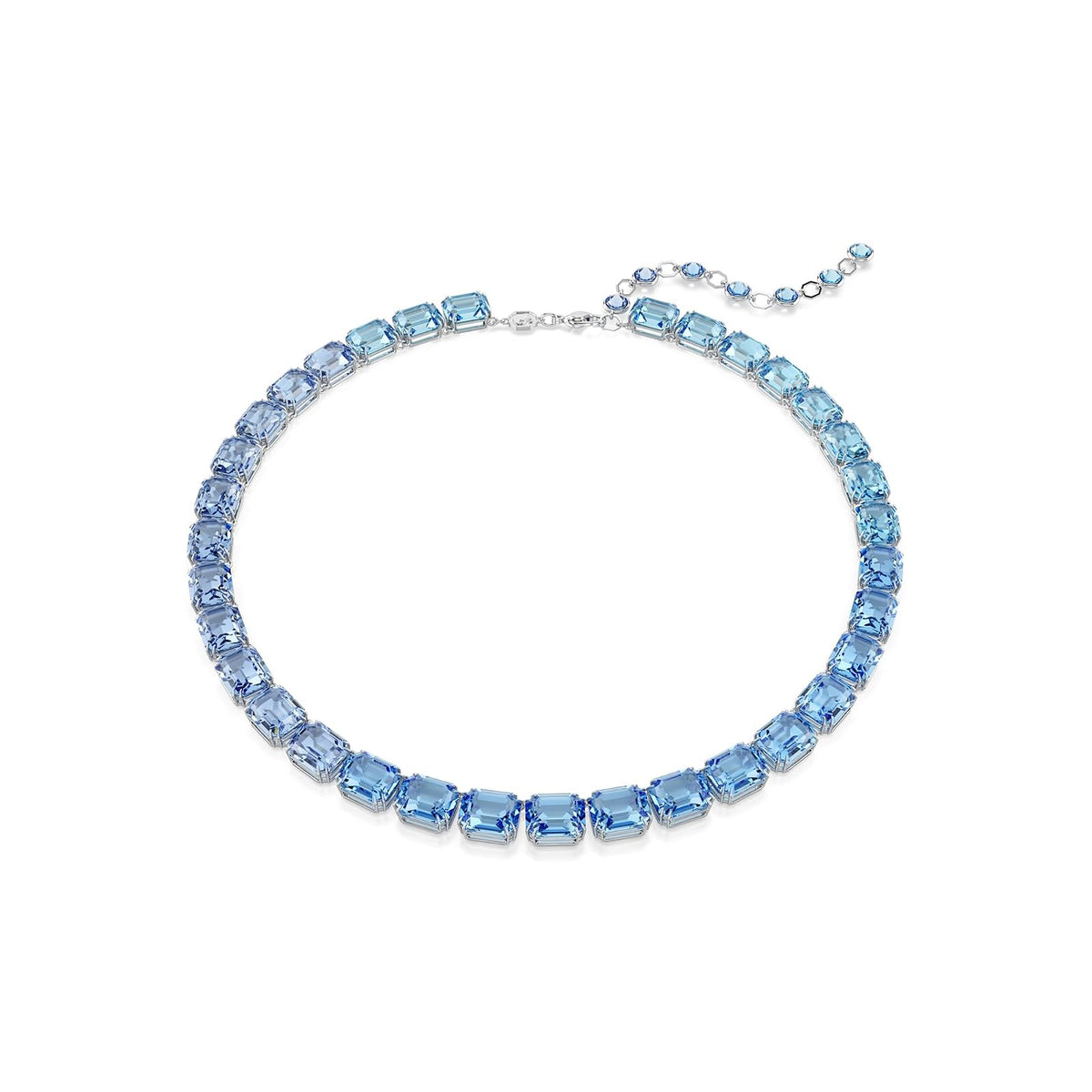 Collar Swarovski Millenia, corte octágono, degradado de color, azul, acabado rodio, Una talla, Cristal, Cristal