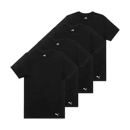 Puma Paquete de 4 Playeras de Algodón Manga Corta Hombre - M - Negro -