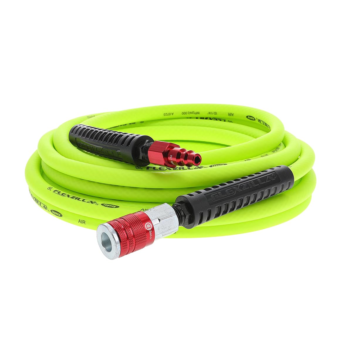 Flexzilla Manguera de Aire Híbrida Ligera para Herramientas Neumáticas - Flexzilla con enchufe y acoplador - 25ft - Acoplador y enchufe