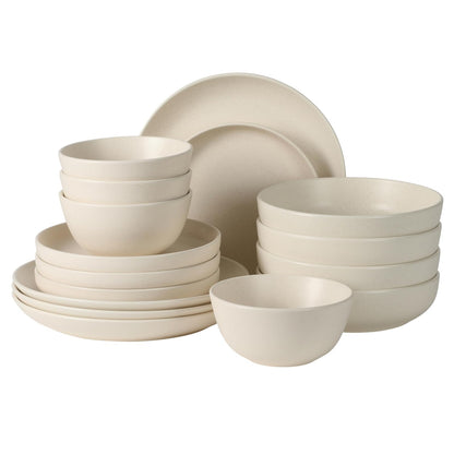 Gibson Elite Leeds Court Vajilla de Gres 16 Piezas - Blanco Crema (Leeds Court) - Service for 4 (16pcs)