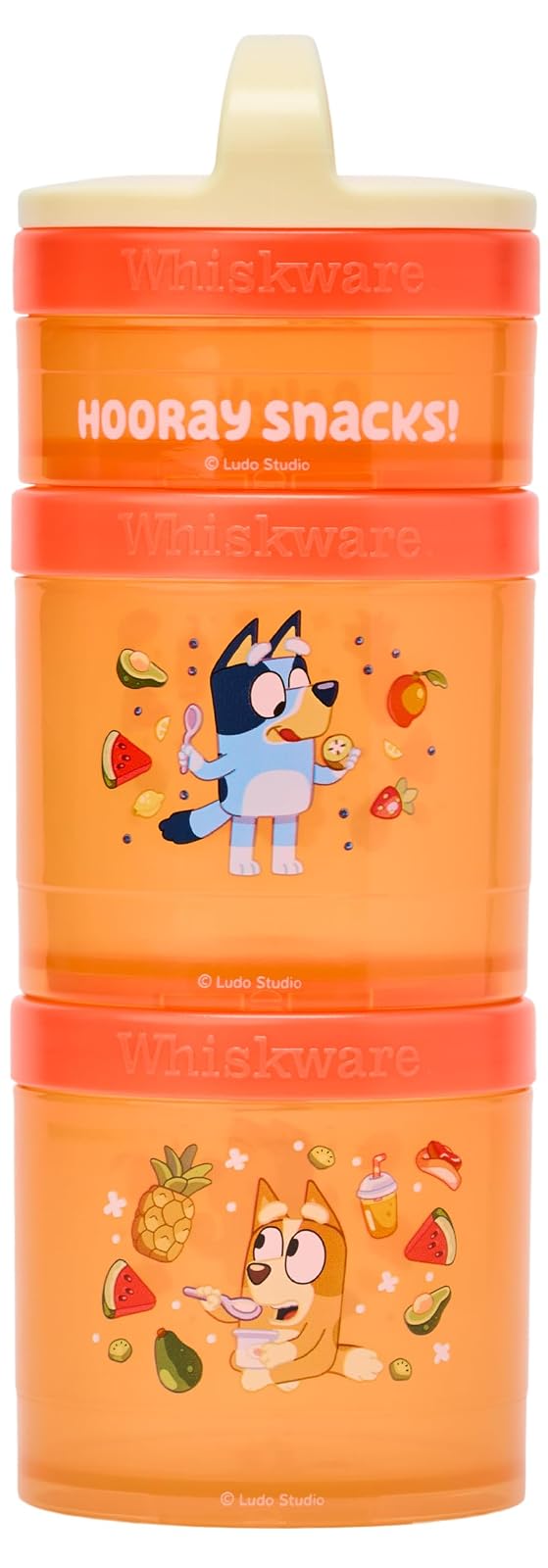 Whiskware Bluey Recipientes para Aperitivos, 3 Tazas Apilables - Bluey - ¡Snacks Hurra!