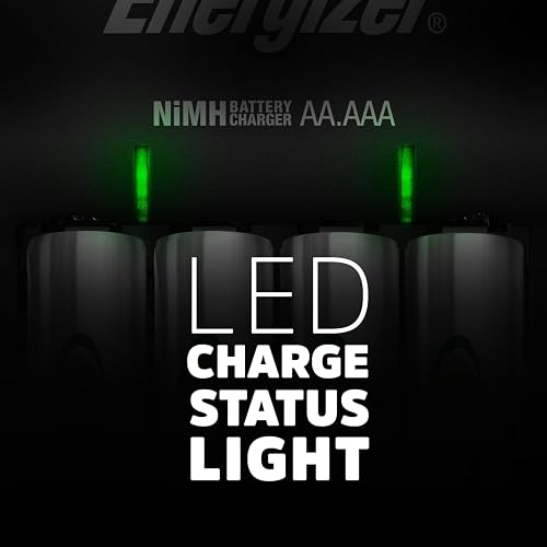 Energizer - Cargador de baterías AA y AAA recargables (Recharge Pro) con 4 baterías AA NiMH recargables