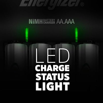 Energizer - Cargador de baterías AA y AAA recargables (Recharge Pro) con 4 baterías AA NiMH recargables