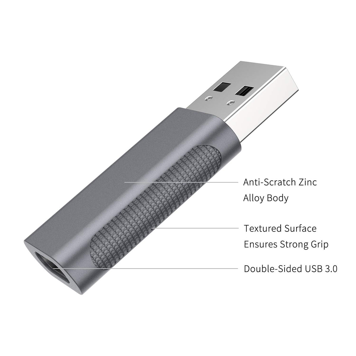 nonda - Adaptador USB 3.0 Macho-Hembra, Carga rápida de 3 amperios, diseño Compacto