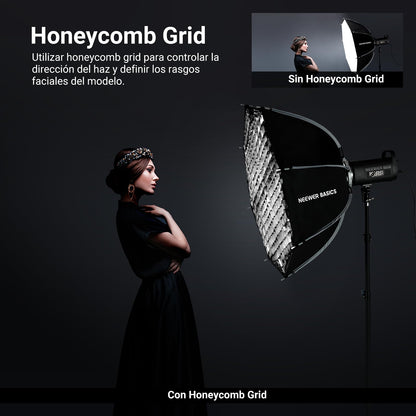 NEEWER 90cm Softbox Octagonal, Softbox de Montaje Bowens de Liberación Rápida con Rejilla de Panal, Difusor de Luz, para RGB CB60 CB60B CB200B MS60B MS60C MS150B S101-300W/400W Pro Vision 4 Q4, NS35P