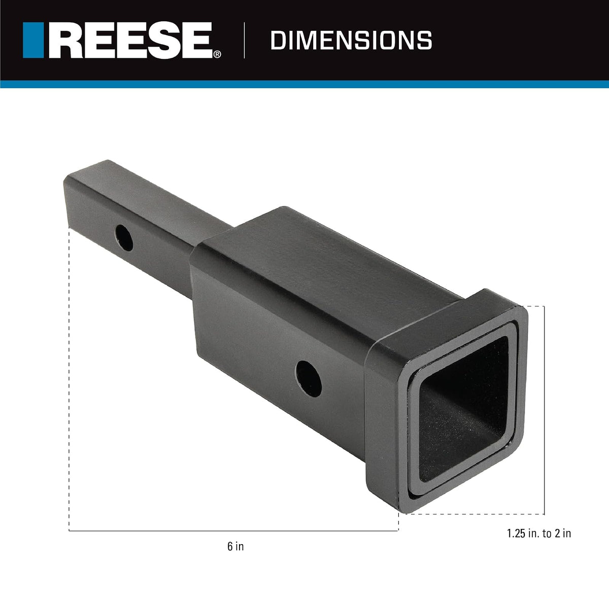Reese Towpower Adaptador de Receptor de Enganche 7020500, Convierte 1-1/4 in a 2 in, 3.5 Libras