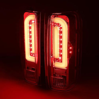 DNA Motoring TL-F15094-LED-3D-CH-RD Conjunto Luz Trasera LED 3D Lado Conductor/Pasajero Rojo para Ford F150 90-96 F250 90-97 F350 90-97 Bronco 90-96