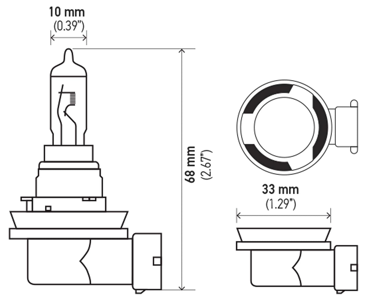 Hella Foco Standard H16 Halógeno con Cristal de Cuarzo y Terminal de Acero Inoxidable, 19 W