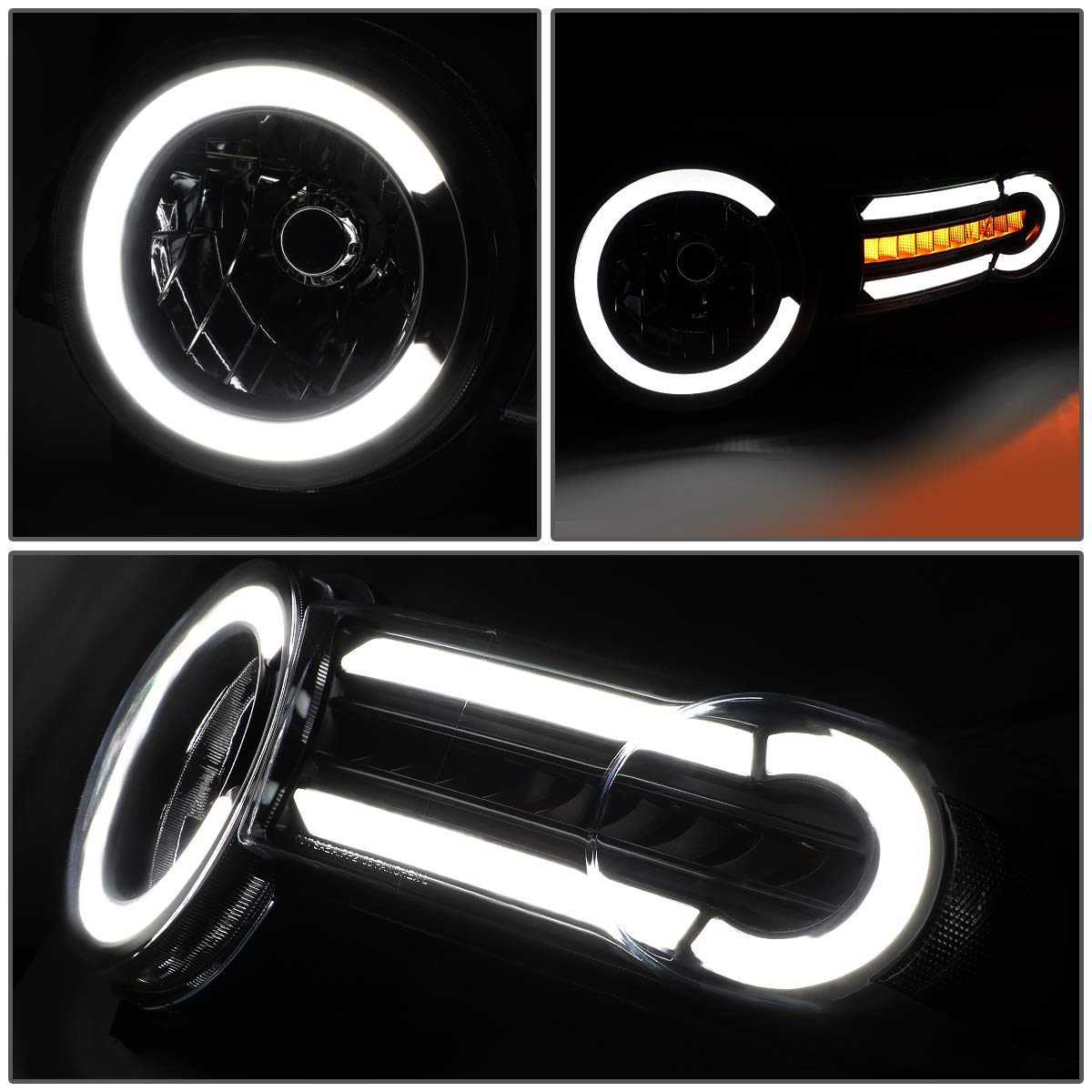 DNA Motoring HL-LB-FJC07-BK-SM-CL1 Faros Delanteros Lente Ahumado LED DRL + Luz Direccional Secuencial Negro/Humo/Transparente Par para Toyota FJ Cruiser 07-15