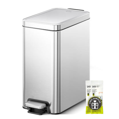EKO Stella Slim Bote de Basura 10 L con Pedal, Acero Baño