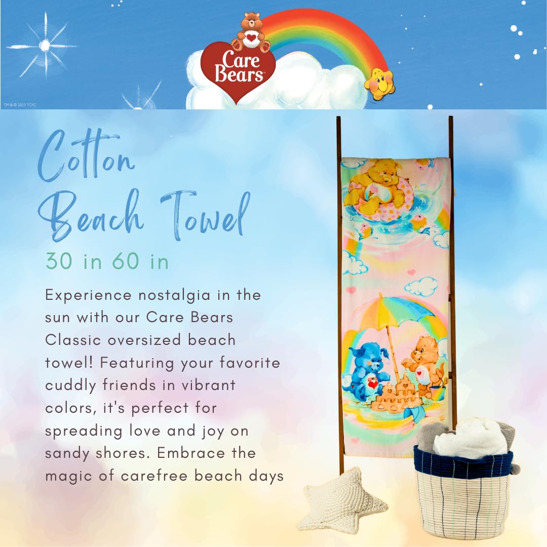 Franco Collectibles Care Bears - Toalla de baño clásica Retro de algodón súper Suave para el día de San Valentín, 60 x 30 Pulgadas, (Producto con Licencia Oficial)