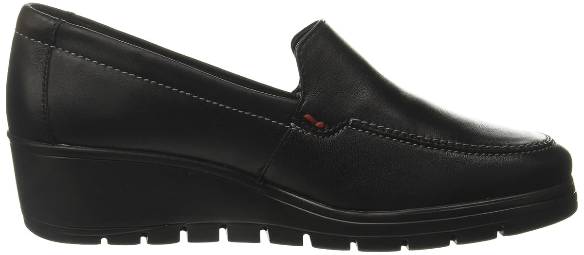Flexi Mocasin para Mujer con Tacón Corrido de Piel Color Arena, Cómodo y Elegante 104806