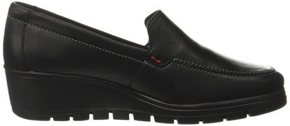 Flexi Mocasin para Mujer con Tacón Corrido de Piel Color Arena, Cómodo y Elegante 104806