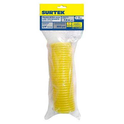 Surtek 108151 Manguera para aire tipo resorte 1/4" x 7.5 m
